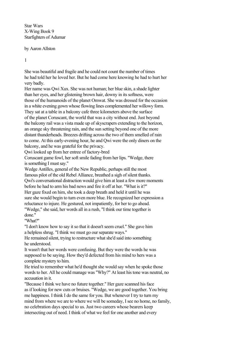 Starfighters Of Adumar (by Aaron Allston)