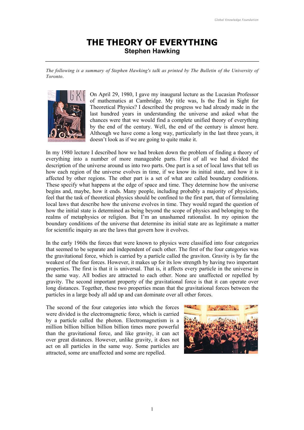 The Theory of Everything