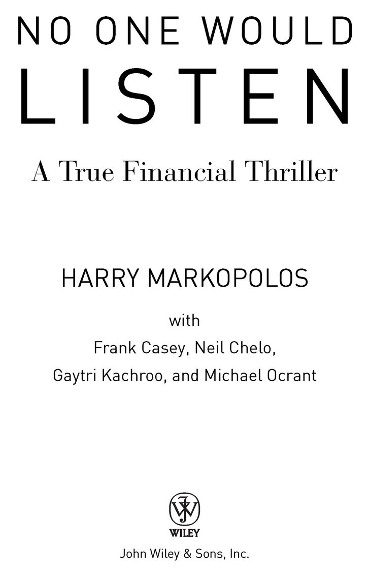 Markopolos, Harry - No One Would Listen