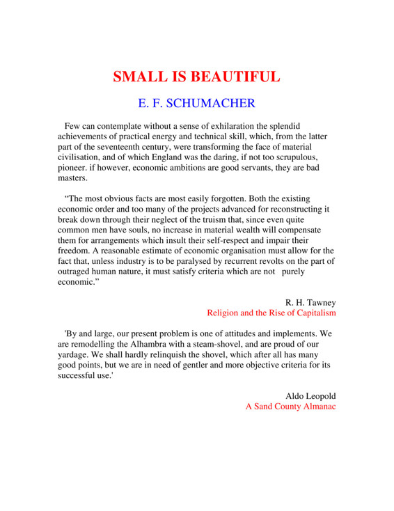 Small Is Beautiful: Economics as if People Mattered