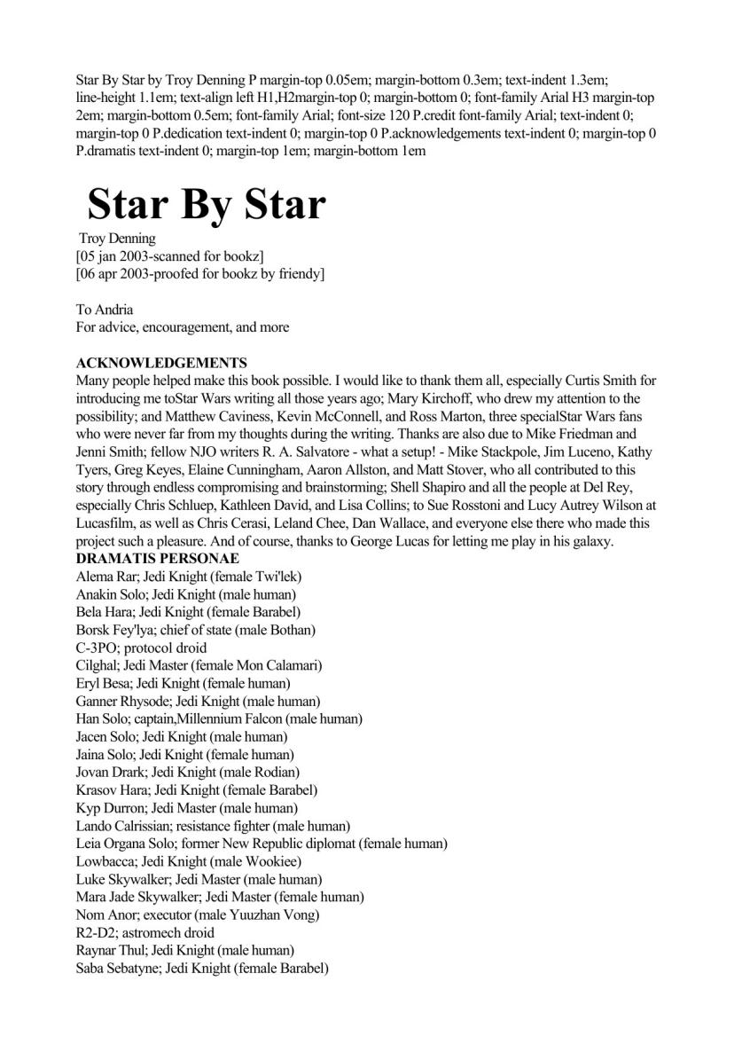 Star By Star (by Troy Denning)