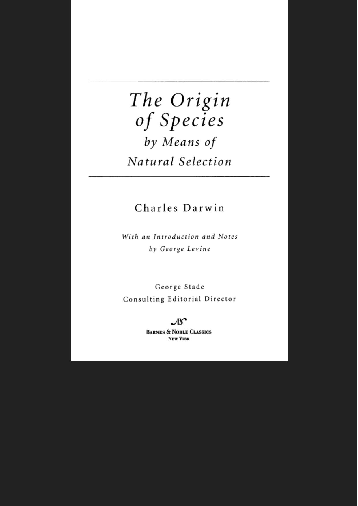 Origin of Species (Barnes & Noble Classics Series)