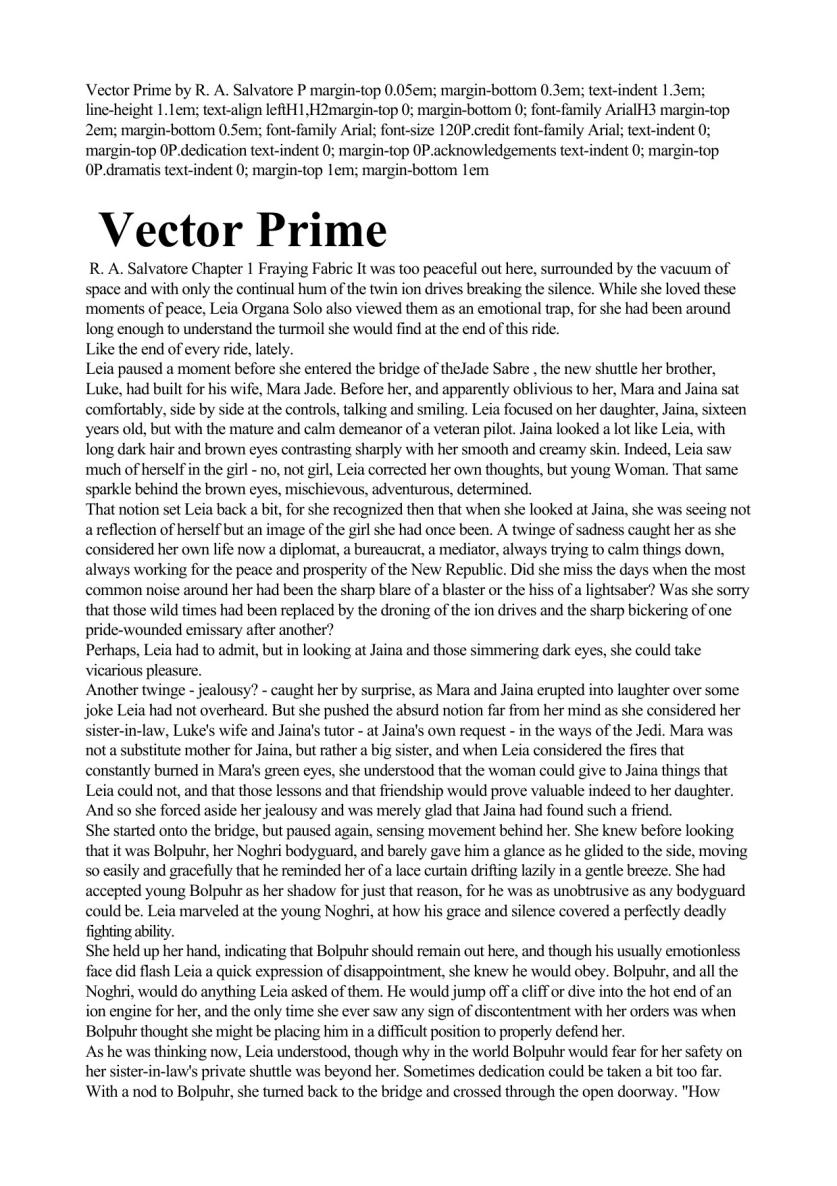 Vector Prime (by R A Salvatore)