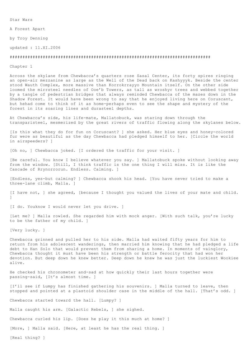 A Forest Apart (by Troy Denning)