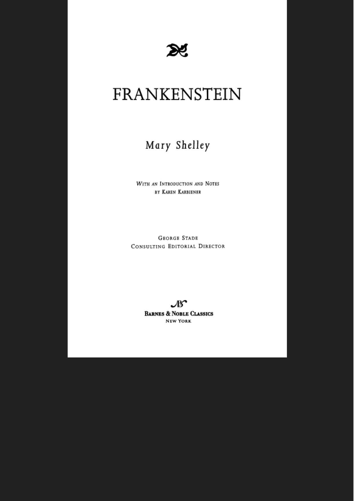 Frankenstein (Barnes & Noble Classics Series)