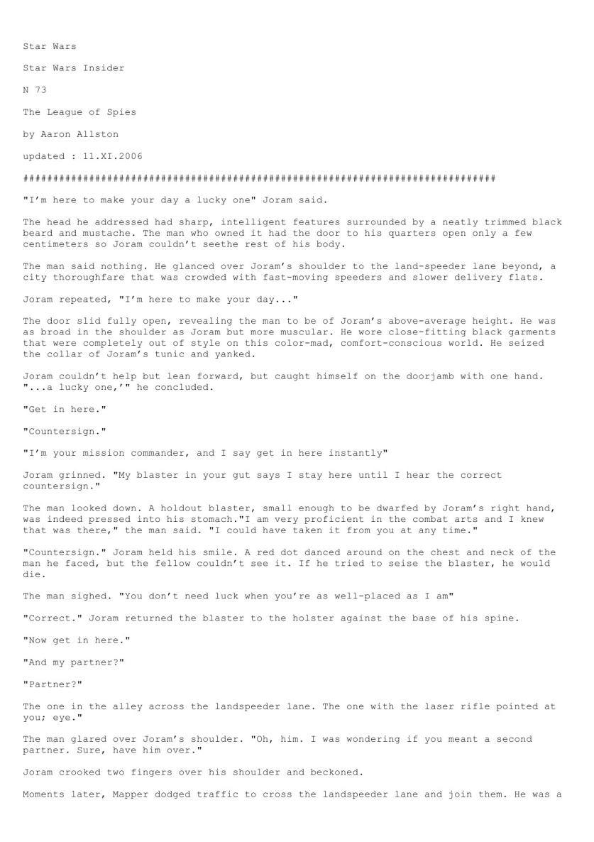 The League of Spies (by Aaron Allston)