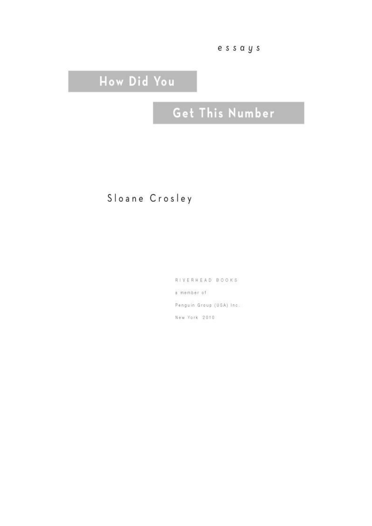 How Did You Get This Number