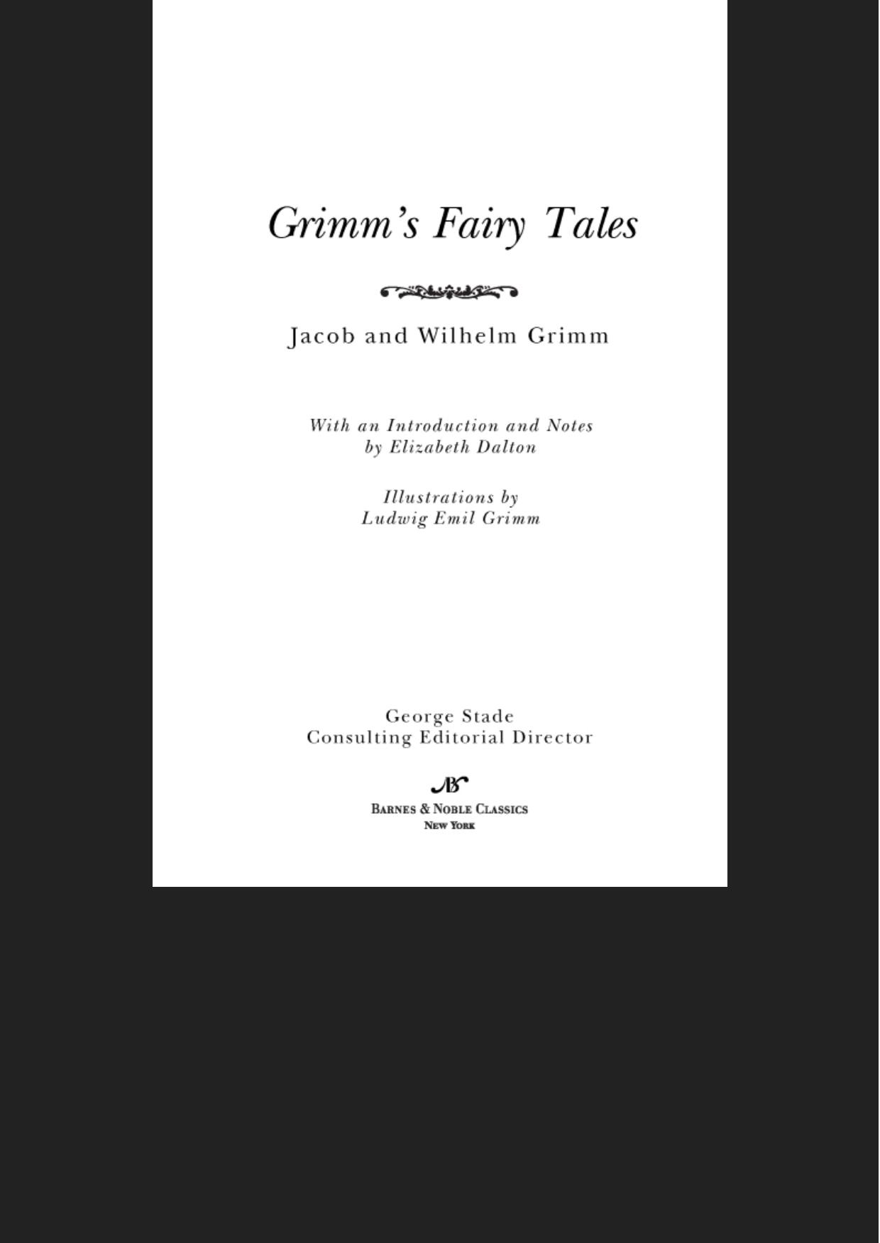 Grimm's Fairy Tales (Barnes & Noble Classics Series)