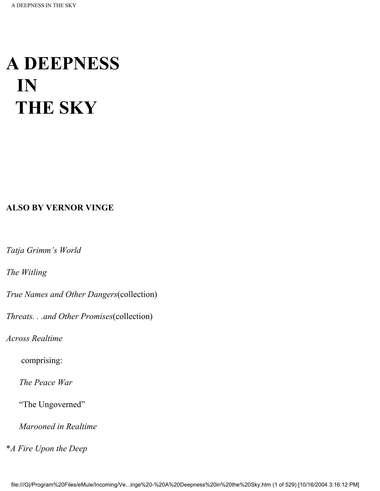 A DEEPNESS IN THE SKY