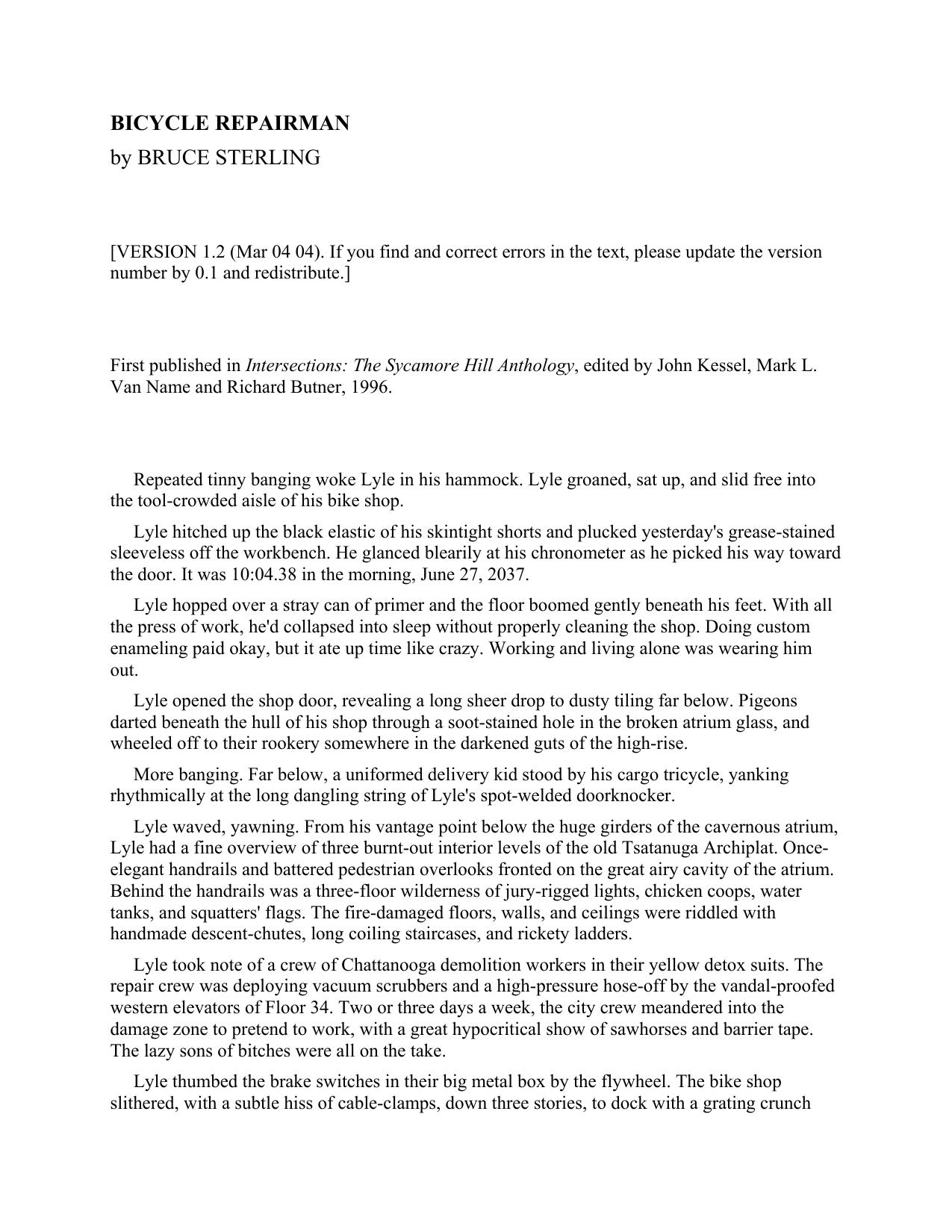 Microsoft Word - Bruce Sterling - Bicycle Repairman - 1996 _v1.2_