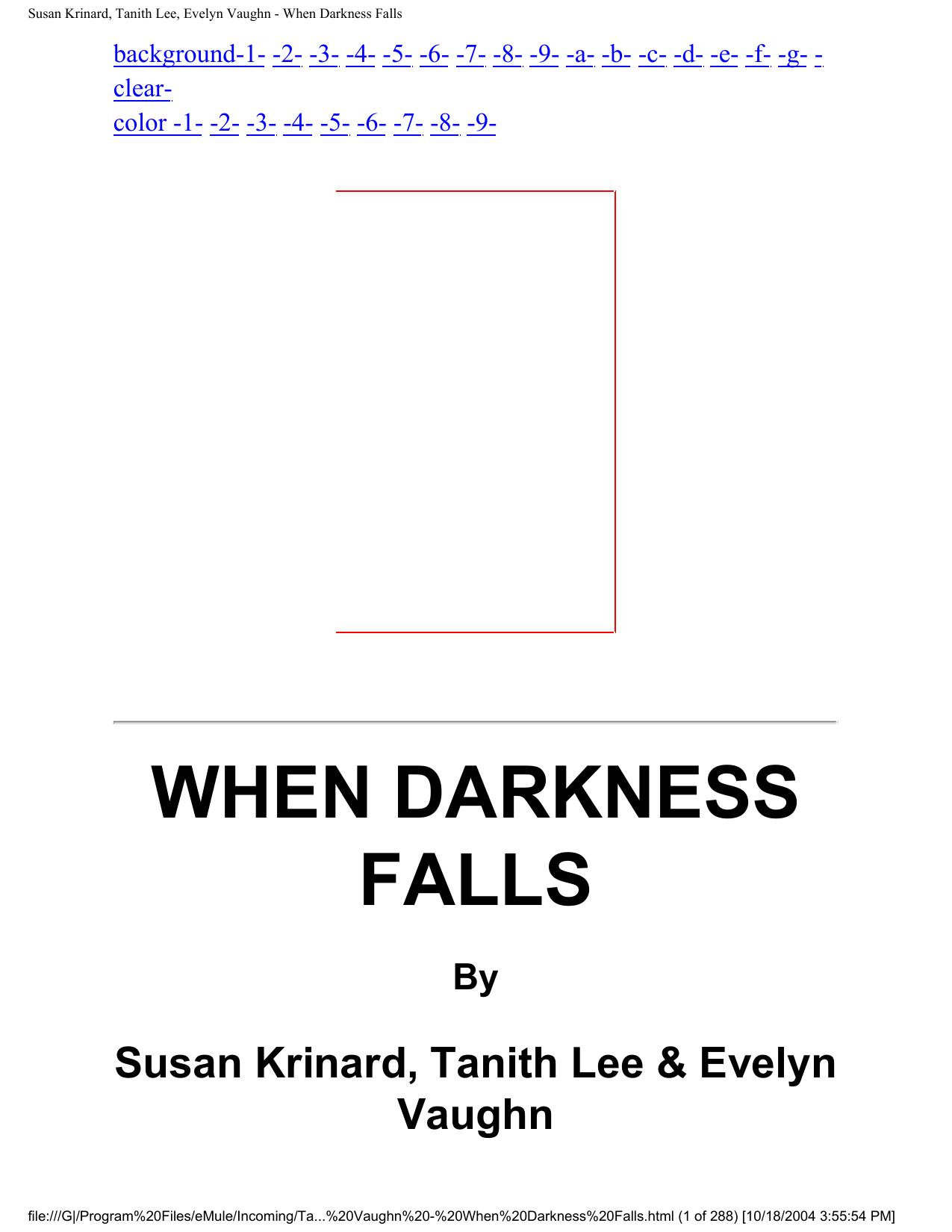 Susan Krinard, Tanith Lee, Evelyn Vaughn - When Darkness Falls