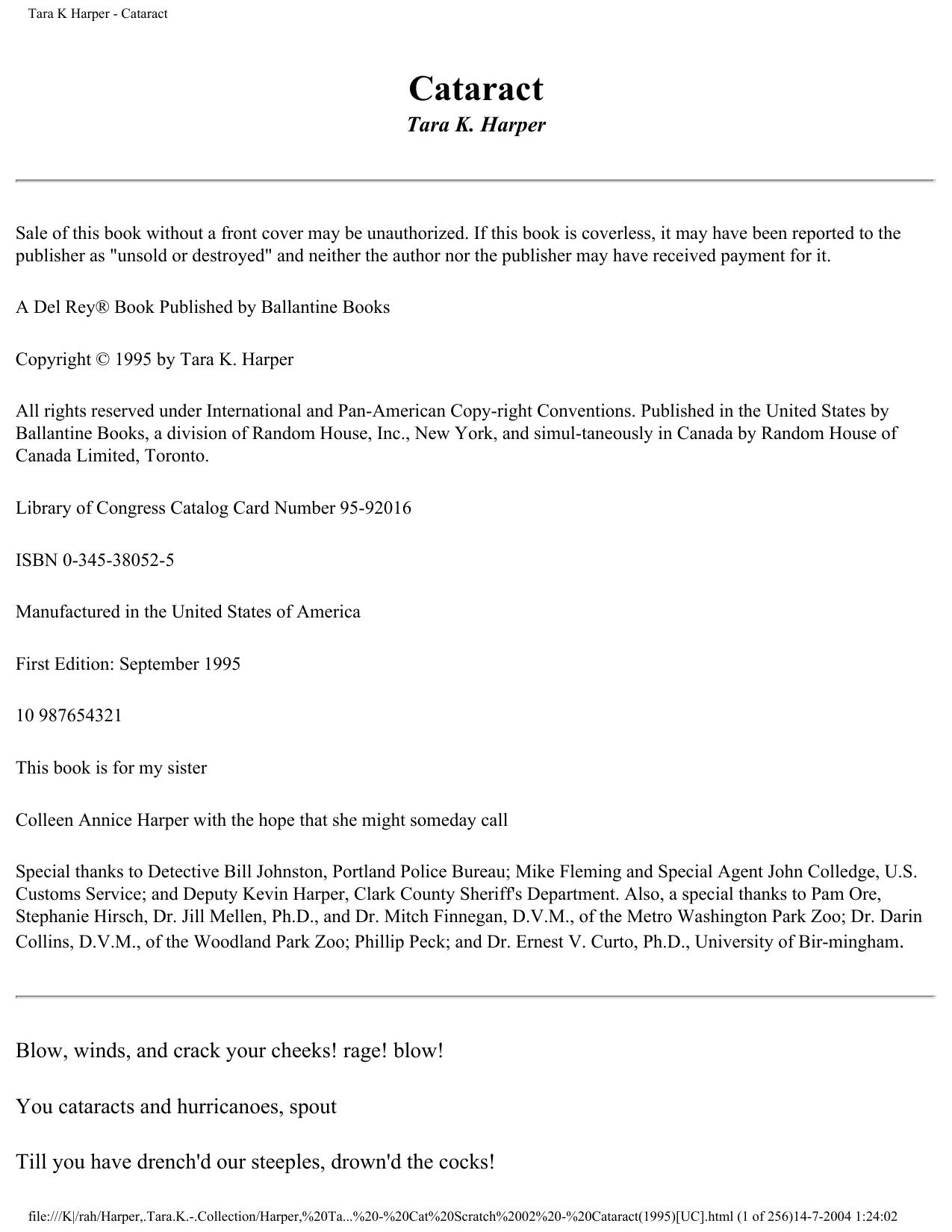 Tara K Harper - Cataract