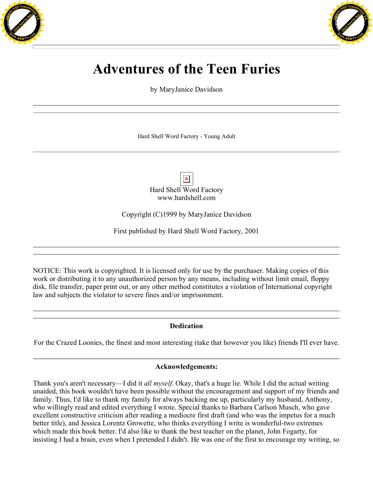 Adventures of the Teen Furies