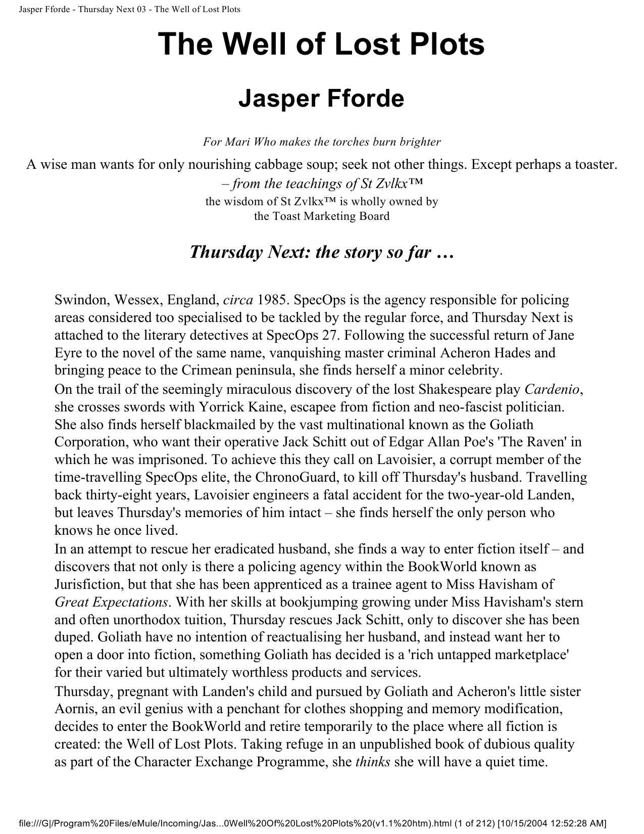 Jasper Fforde - Thursday Next 03 - The Well of Lost Plots